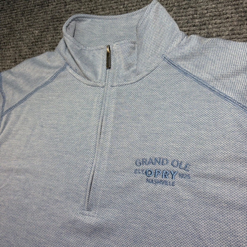 Grand Ole Opry Nashville‎ Mens XL Quarter Zip Pullover Blue Textured Long Sleeve